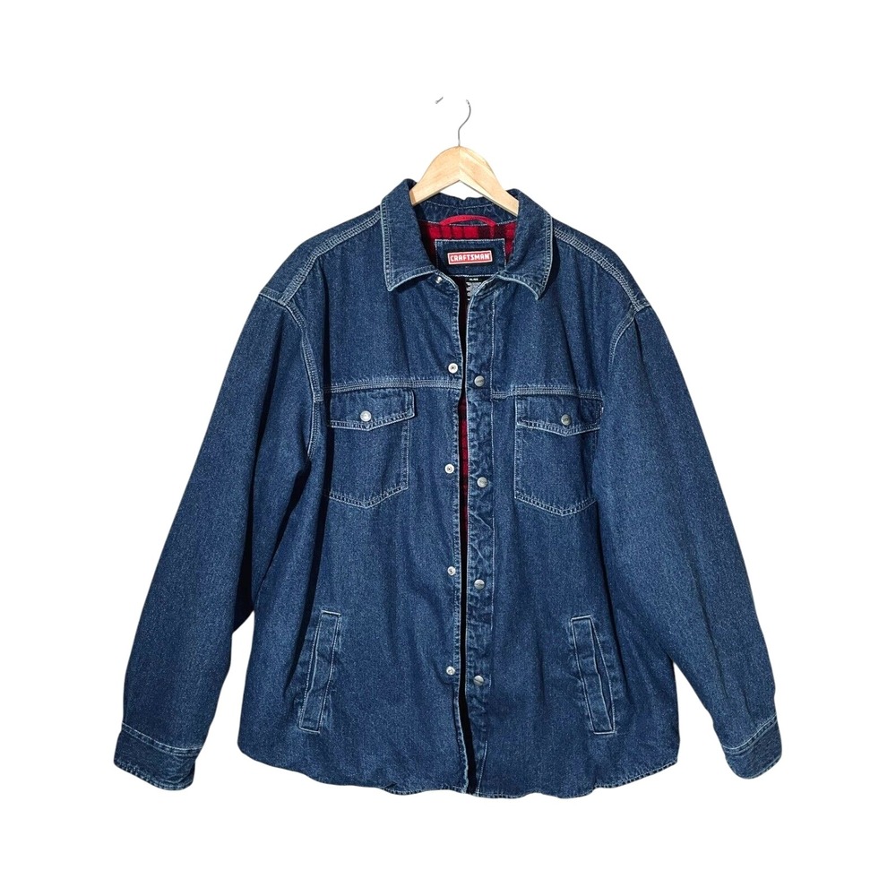 Craftsman Jacket Men XL Denim Heavy Flannel Lined Workwear Insulated